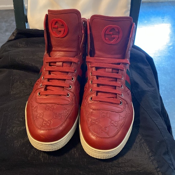 GUCCI GUCCISSIMA TRAINERS SIZE 9 OR 43 EURO FITS LIKE 9.5-10 BURNT RED COLOR - Picture 5 of 14